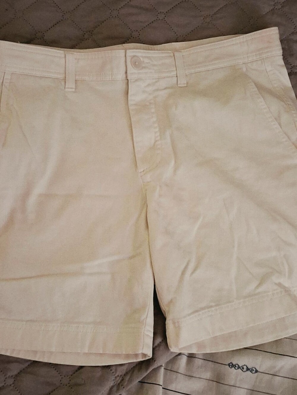 Roundtree & Yorke Men's Cream Flat Front Shorts